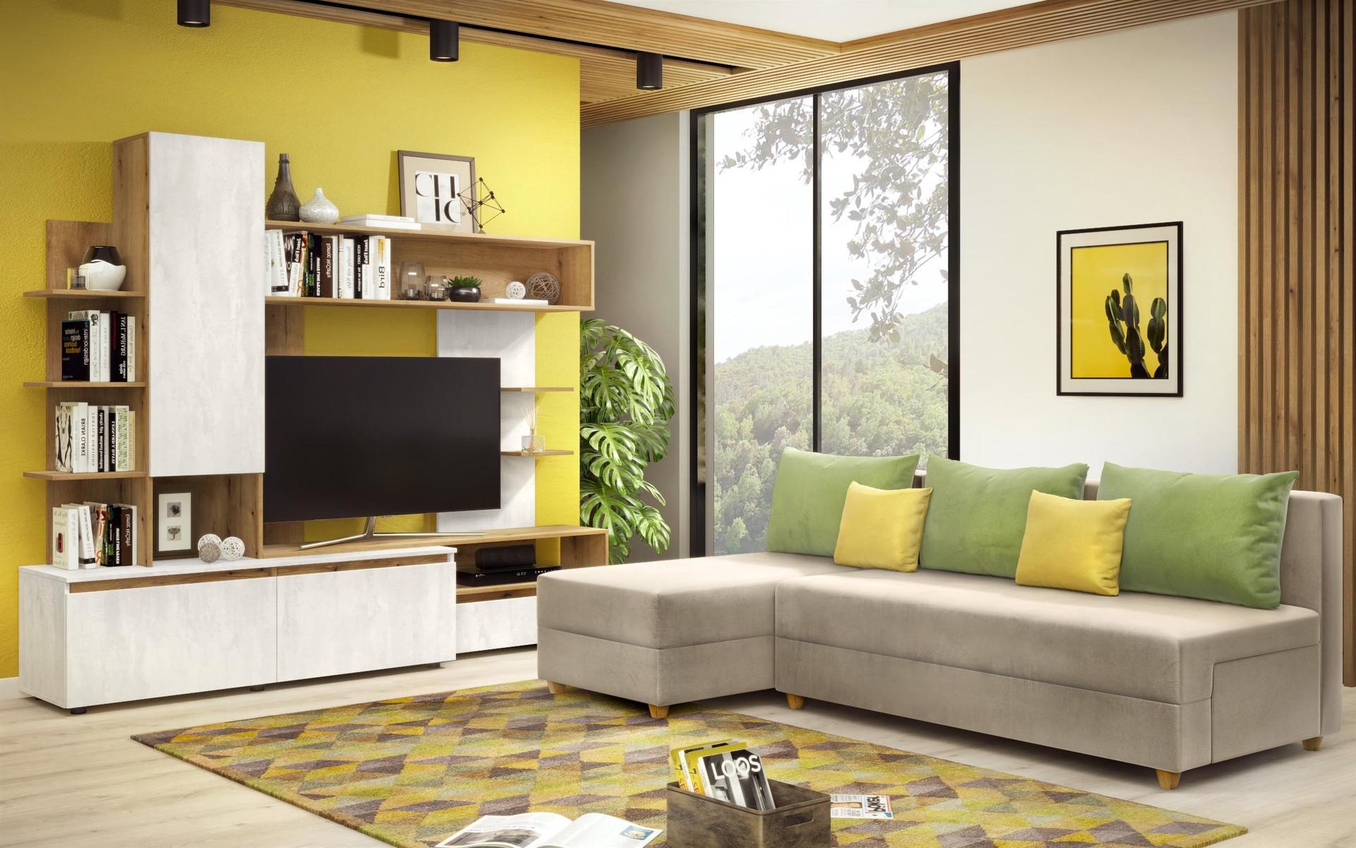 Extendable corner sofa Dafini, dark beige + green  11